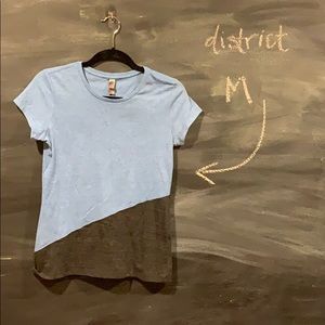 Asymmetric blue and grey tee